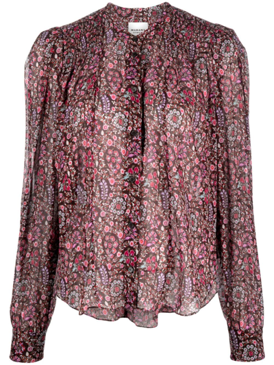 Marant Etoile Maria Floral-pattern Blouse In Braun