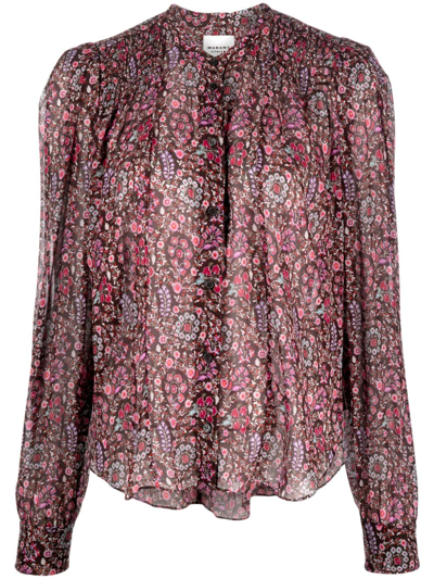 Marant Etoile Maria Floral-pattern Blouse In Brown