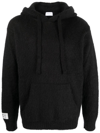 Family First Logo-patch Knitted Hoodie In Schwarz