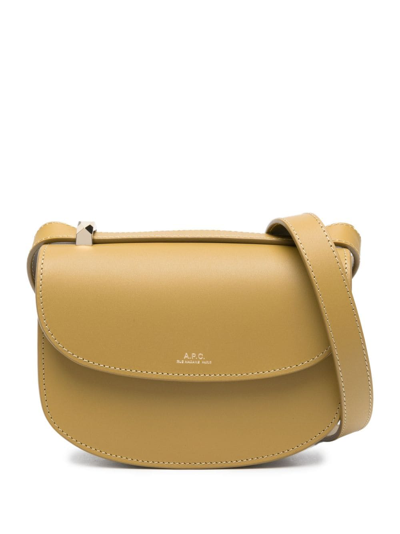 Apc Mini Genève Leather Crossbody Bag In Green