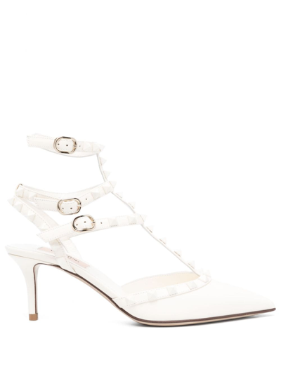 Valentino Garavani 70mm Rockstud Pointed Pumps In White