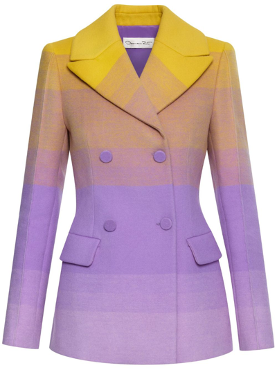 Oscar De La Renta Double-face Wool Ombre Blazer Jacket In Irisginger