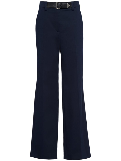 Prada Gabardine Wide-leg Trousers In Blau