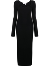 Remain Birger Christensen Sweetheart-neck Knitted Midi Dress In Schwarz