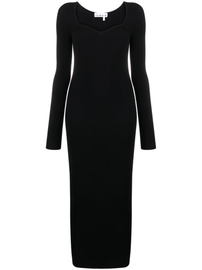 Remain Sweetheart-neck Knitted Midi Dress In 19-4004 - Black