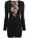 PHILIPP PLEIN CRYSTAL-EMBELLISHED RUCHED MINIDRESS