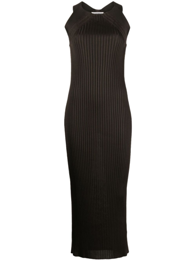Jil Sander Round-neck Sleeveless Dress In Brown