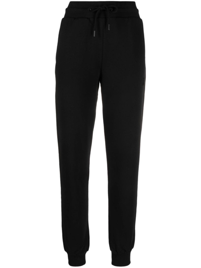 Patrizia Pepe Logo-appliqué Organic Cotton Track Pants In Schwarz