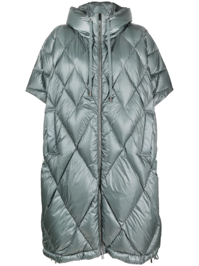 Peserico Short-sleeved Quilted Coat In Green