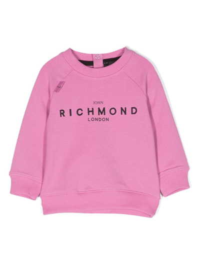 John Richmond Junior Babies' Embroidered-logo Cotton Dress In Pink
