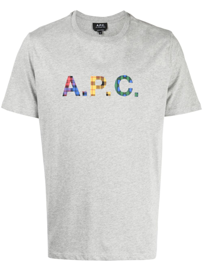 Apc Logo-print Short-sleeve T-shirt In Grau