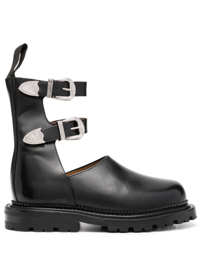 Toga Black Buckle Ankle Boots