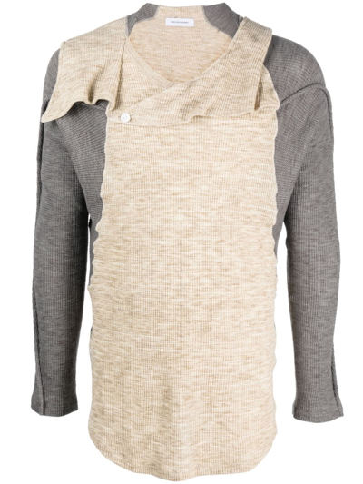 Kiko Kostadinov Waffle-effect Detachable-hood Sweatshirt In Neutrals/grey