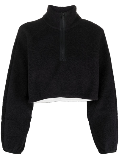 Calvin Klein High-neck Fleece Cropped Sweatshirt In Schwarz