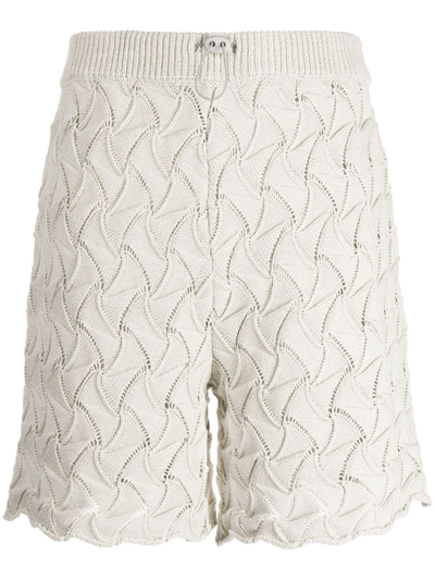 Robyn Lynch Wave-pattern Drawstring Cotton Shorts In Grau