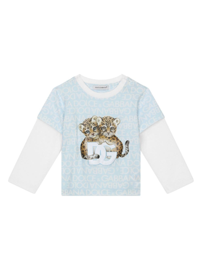 Dolce & Gabbana Babies' Logo-print Long-sleeve T-shirt In Multicolor