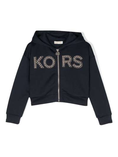Michael Kors Studded-logo Zip-up Hoodie In Blau