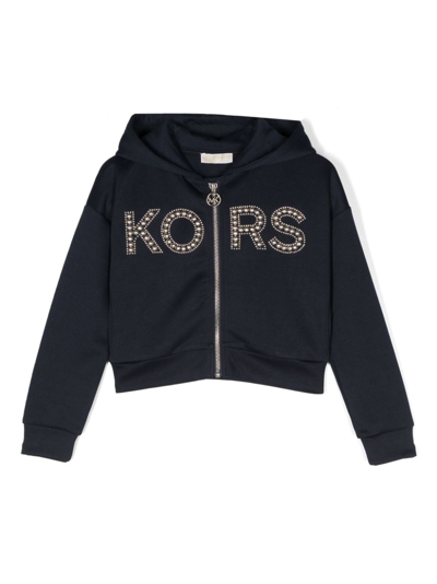 Michael Kors Kids' Studded-logo Zip-up Hoodie In Blau