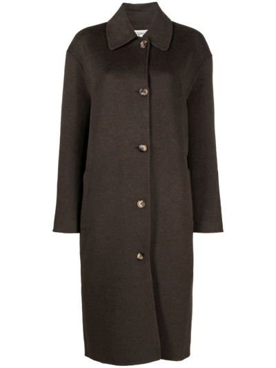 Totême Single-breasted Coat In Chocolate Melange