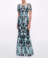 Marchesa Notte Floral-embroidered Tulle Trumpet Gown In Multi
