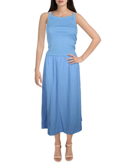 Mango Womens Criss-cross Back Sleeveless Midi Dress In Blue
