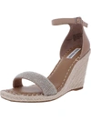 Steve Madden Submit-r Womens Rhinestone Ankle Strap Espadrilles In Brown