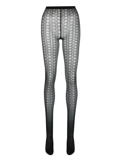 Wolford Geometric-print Sheer Tights In Black