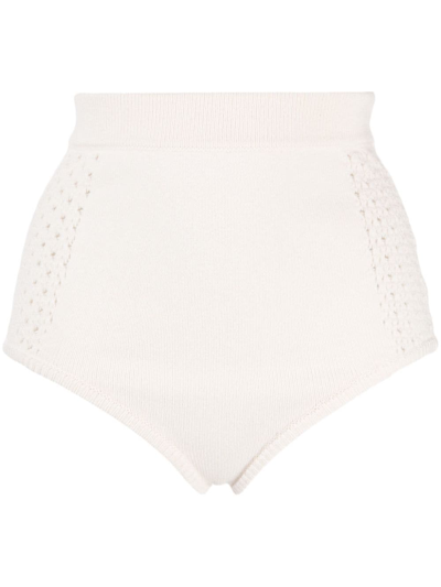 Cashmere In Love Kira Crochet-knit Shorts In White