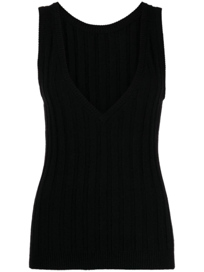 Cashmere In Love Mara V-back Tank Top In Black