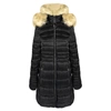 LAUNDRY BY SHELLI SEGAL WOMEN'S QUILTED FAUX FUR HOOD PUFFER JACKET COAT IN BLACK