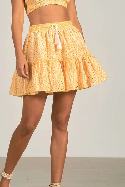 Elan Eyelet Ruffle Skirt In Yellow