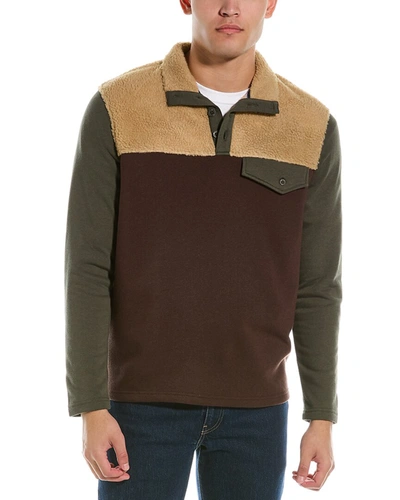 Weatherproof Vintage Men's Knit And Sherpa Mixed Pullover In Brown