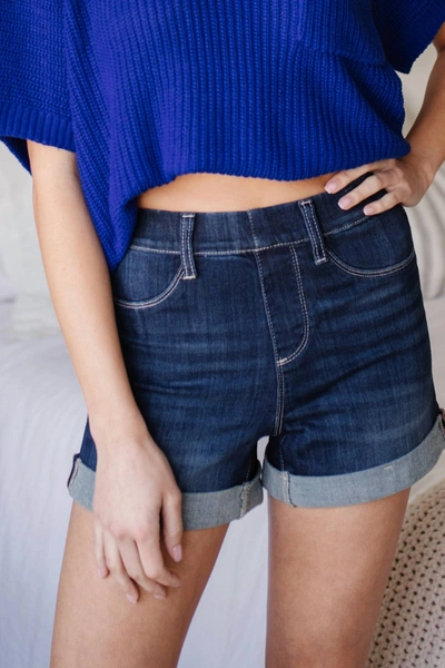 Judy Blue Layla High Waisted Pull On Short In Dark Wash In Blue