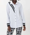 Joseph Ribkoff Black/white Accent Stripe Blouse In Multi