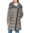 T Tahari Brooklyn Asymmetric Long Puffer Coat In Mink Gray In Multi