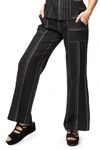 Inizio Amalfi Linen Pant Stripe In Black Multi