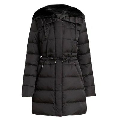 Laundry By Shelli Segal Women's Quilted Faux Fur Puffer Jacket Coat In Black