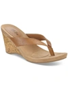 Style & Co Chicklet Wedge Thong Sandals, Created For Macy's Women's Shoes In Brown