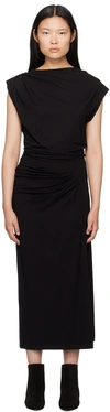 Isabel Marant Étoile Naerys Asymmetric Draped Jersey Midi Dress In 01bk Black