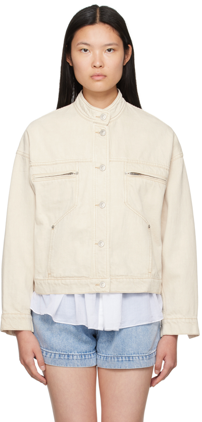 Isabel Marant Étoile Beige Viane Denim Jacket In 23ec Ecru