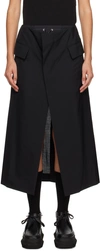 Sacai Black Wrap Midi Skirt In 001 Black