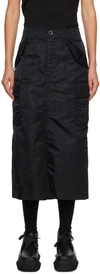 Sacai Nylon-twill Pleated Cargo Midi Skirt In Black