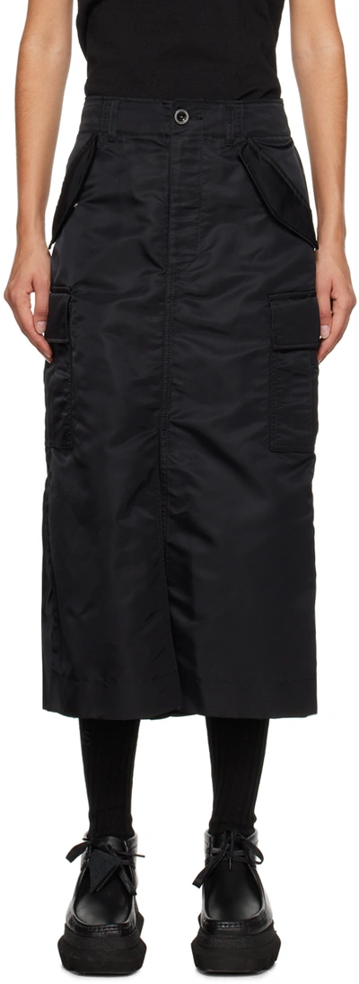 Sacai Nylon-twill Pleated Cargo Midi Skirt In Black