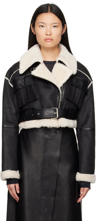 Lvir Black Paneled Faux-leather Jacket