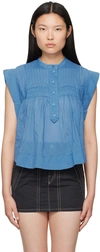 Isabel Marant Étoile Leaza Pleated High-neck Blouse In 30ae Azure