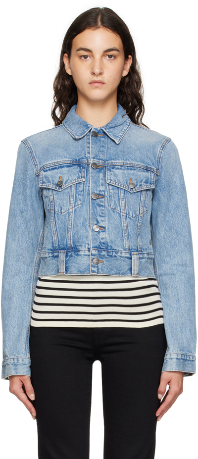 Khaite Blue Rizzo Cropped Denim Jacket In Bryce