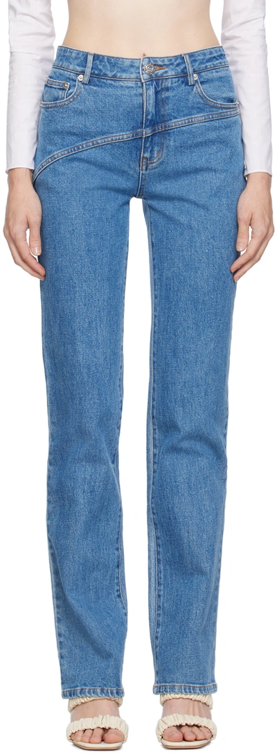 Staud Blue Nolan Jeans In Medium Wash