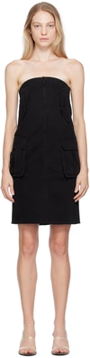 We11 Done Black Cargo Denim Midi Skirt In Black
