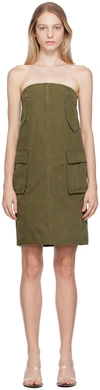 We11 Done Khaki Cargo Denim Midi Skirt In Khaki