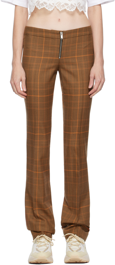 Stella Mccartney Brown Exposed Zip-fly Trousers In 5613 Amber Rose
